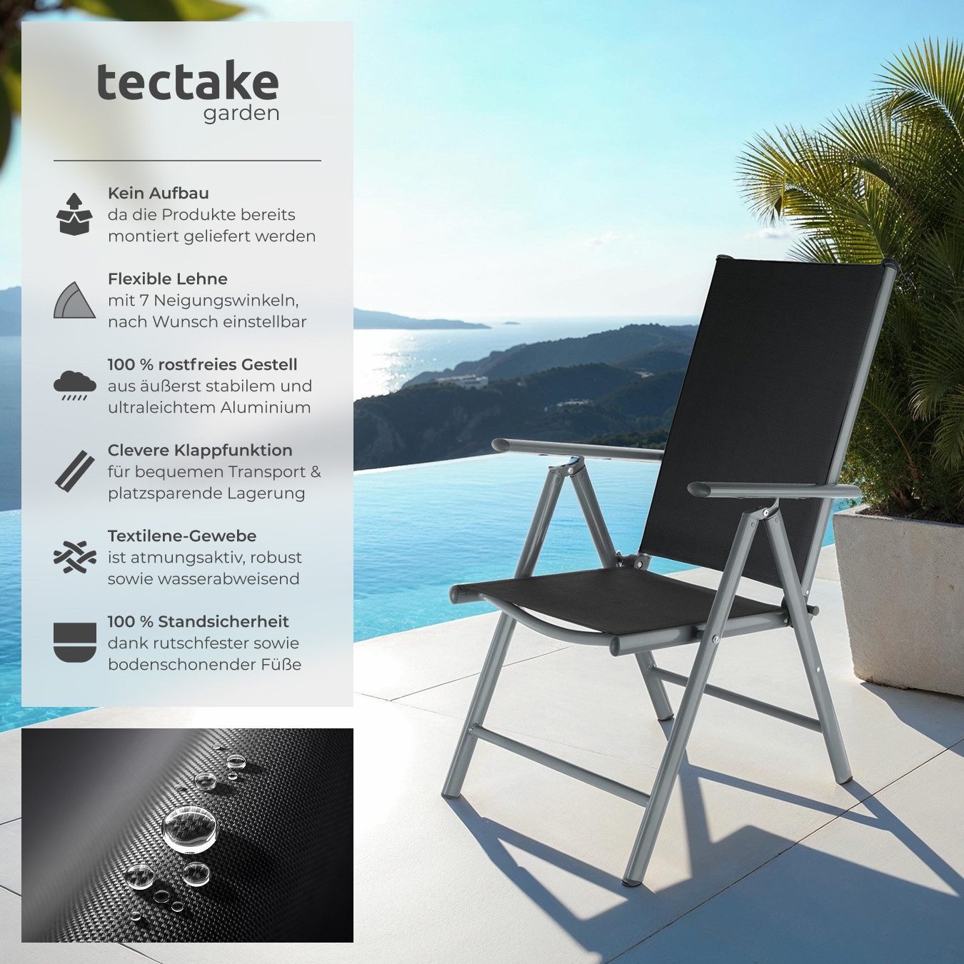 tectake Gartenstuhl Marilena (Set., 2 St), Klappbar, Synthetisches Netzgewe günstig online kaufen