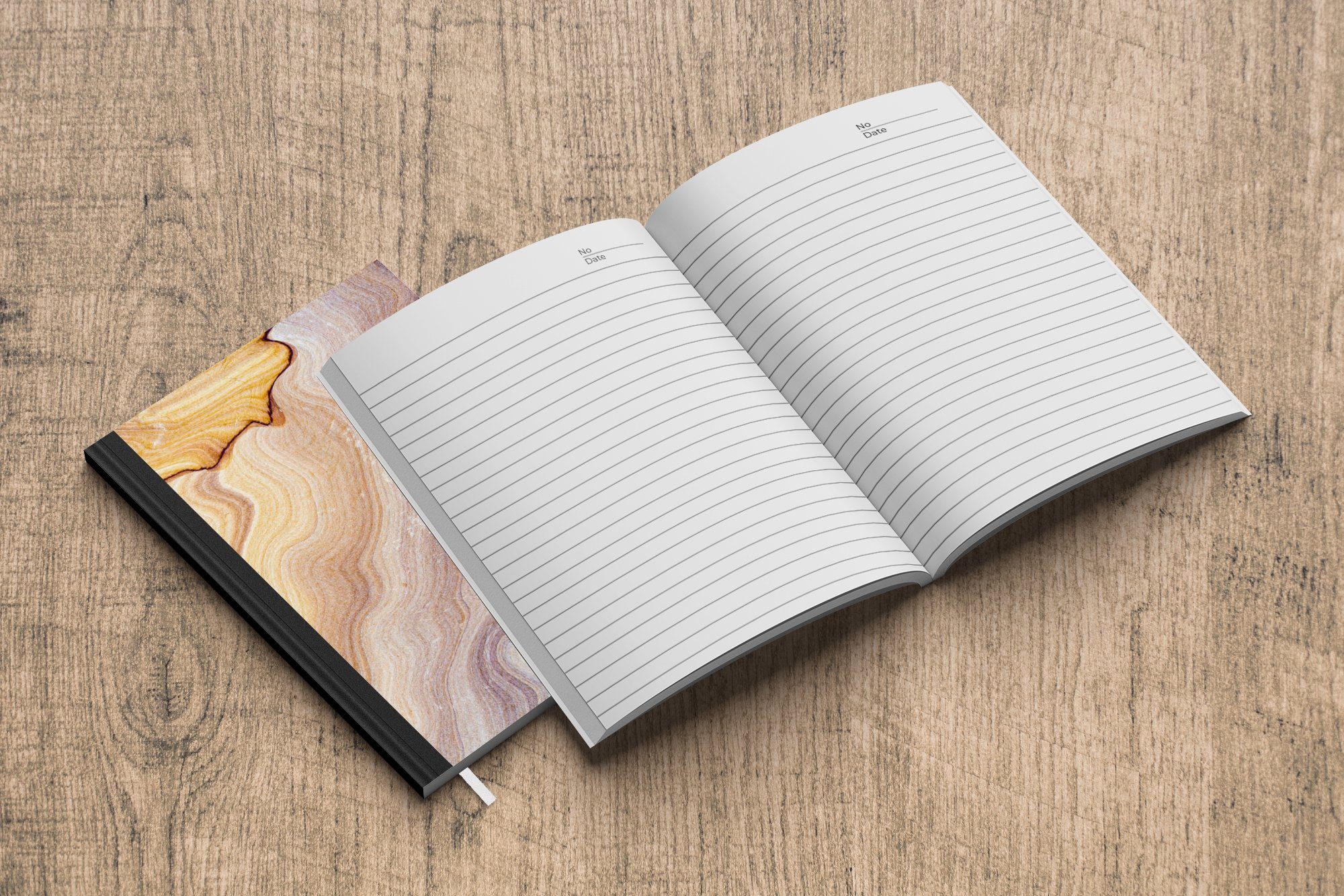 MuchoWow Notizbuch Marmor - Seiten, - - Marmoroptik, Merkzettel, - Sandstein Notizheft, A5, Tagebuch, Journal, Gold Haushaltsbuch 98 Textur