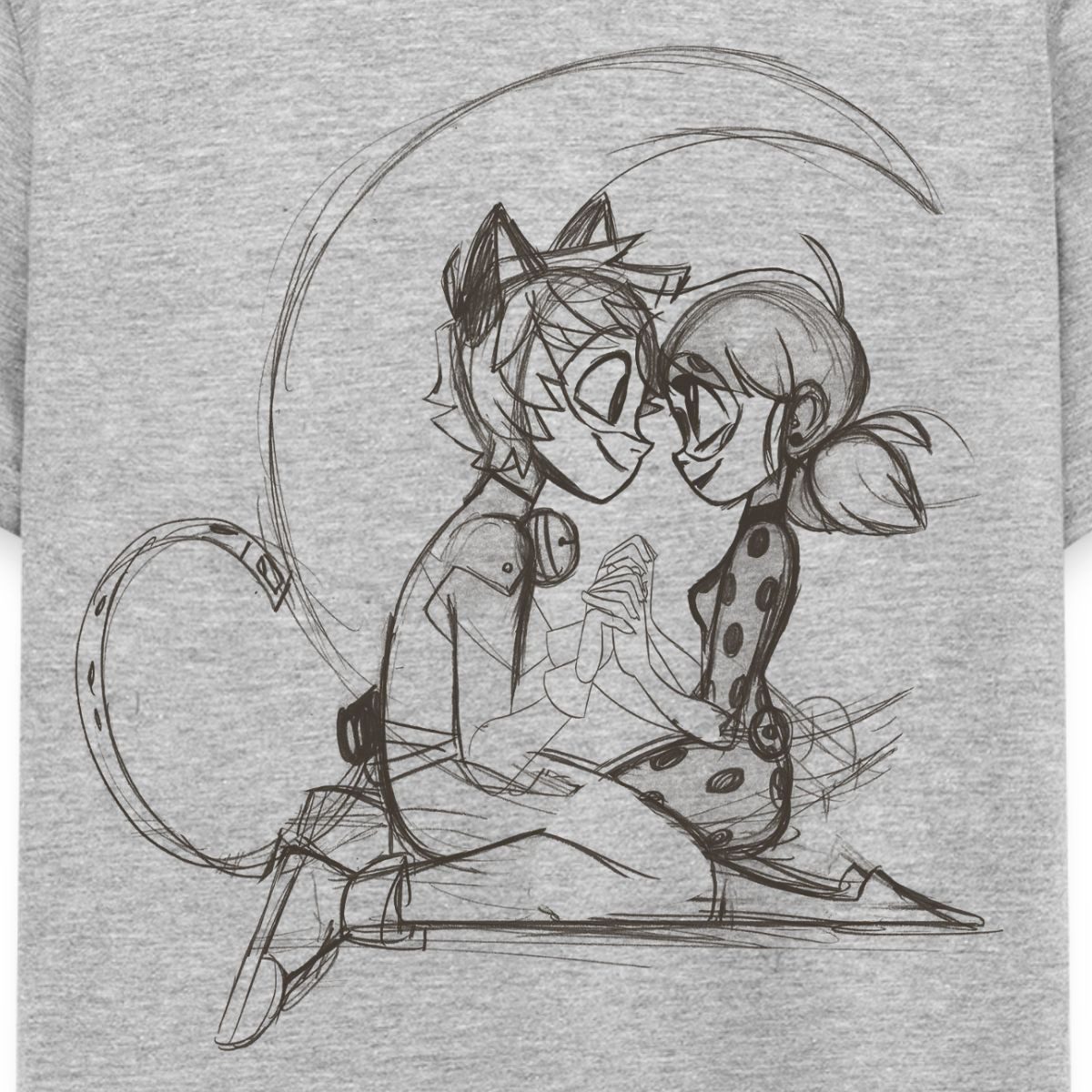 Spreadshirt T-Shirt Miraculous Ladybug Und Cat Noir Zeichnung Kinder T-Shirt (1-tlg)