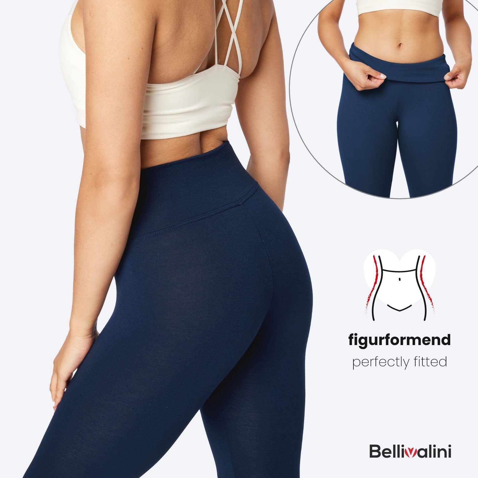 Bellivalini Highwaist Leggings Damen Lange Leggings High Waist Slim aus Viskose für Yoga BLV50-292 (1-tlg) elastischer Bund