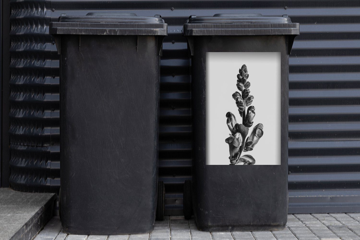 MuchoWow Abstrakt Schwarz Wandsticker - - Pflanze (1 Container, Sticker, Weiß - Abfalbehälter Mülleimer-aufkleber, Mülltonne, St),