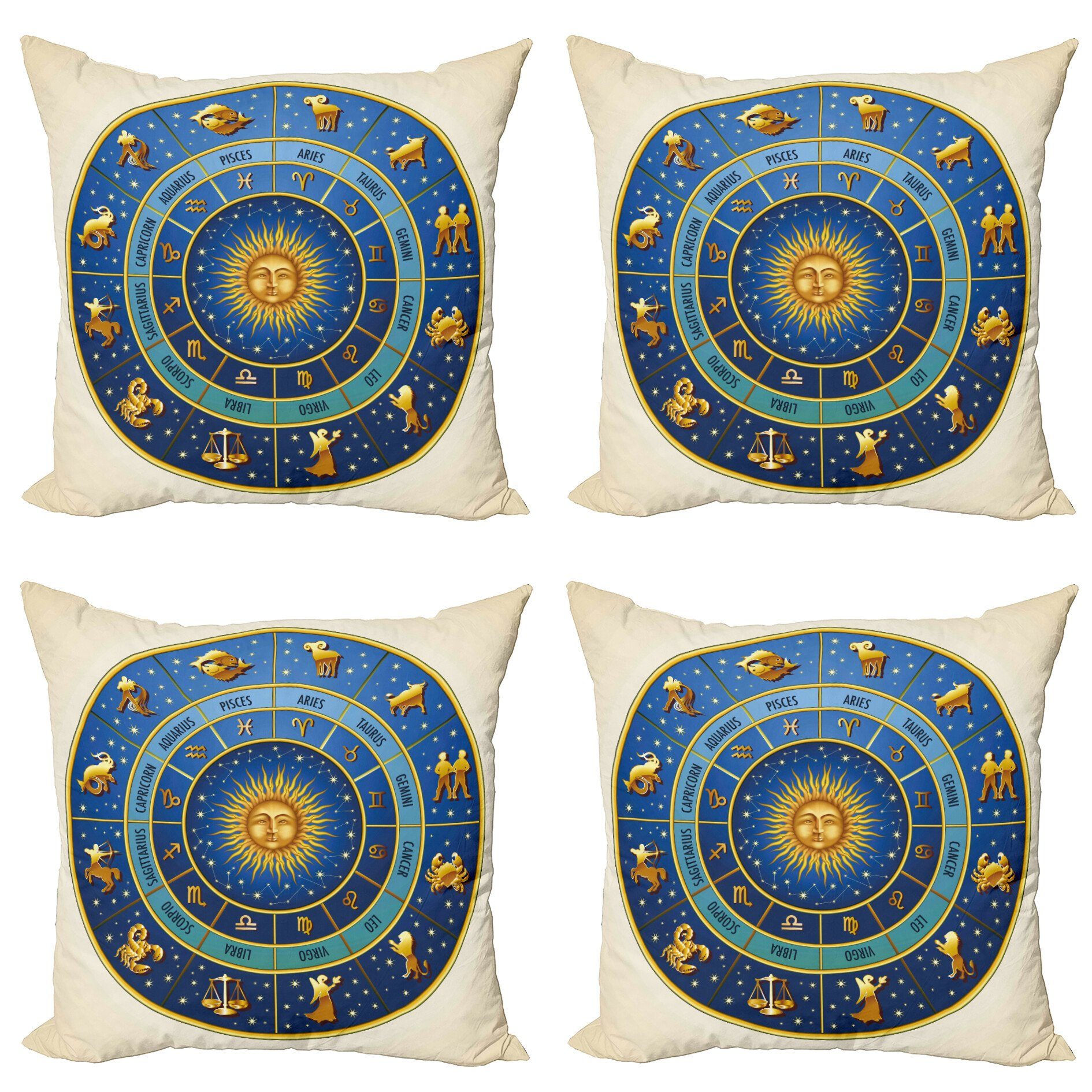 Digitaldruck, Stück), Accent Astrologie Doppelseitiger (4 Kissenbezüge Abakuhaus Modern astrologische Zeichen