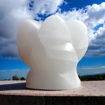 Steinfixx® Skulptur Moderner Selenit Schutzengel, 70x70x50 mm, 290 Gramm (Ladestein Heilstein, 1 St., Schutz der Familie), gegen negative Energien