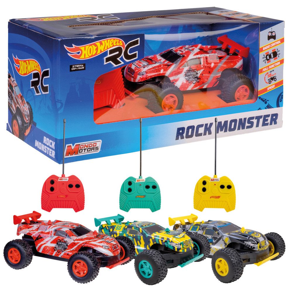 Happy People Spielzeug-Monstertruck Hot Wheels RC Rock Monster rot/gelb/grün 17x14x34cm 3fach sortiert