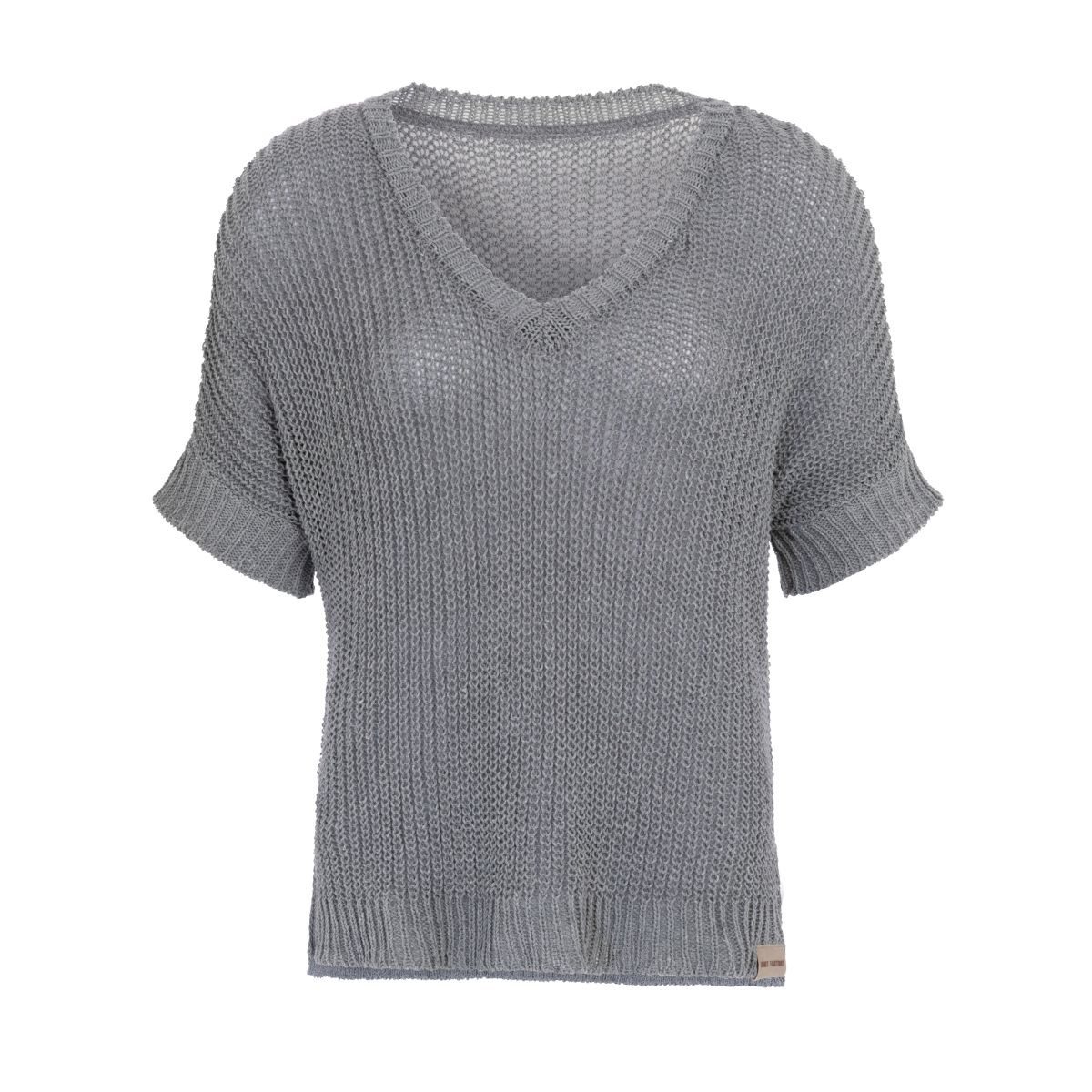 Knit Factory Strickpullover Daisy Strickpullover V-Ausschnitt Grau 36/44 (1-tlg)