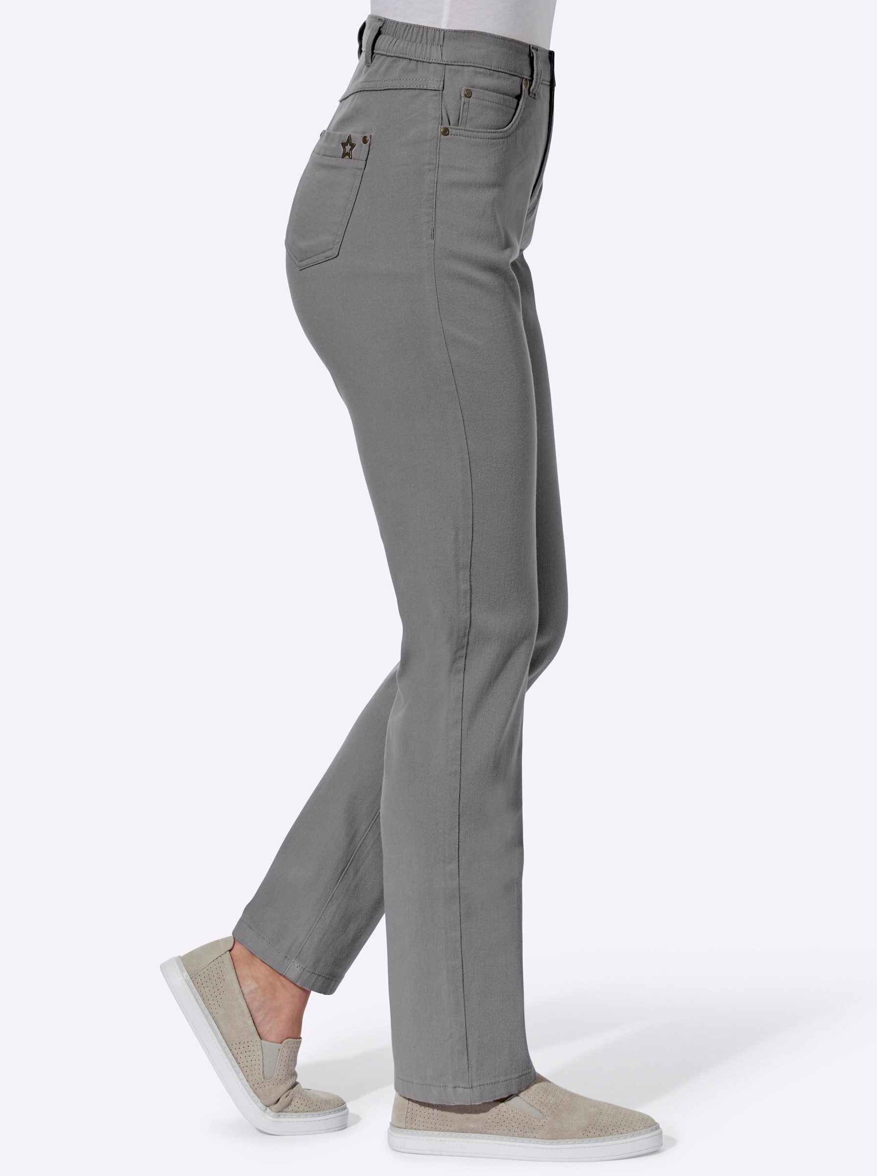 Sieh an! Bequeme Jeans Stretch-Hose komfortabel mit seitlichem Dehnbund