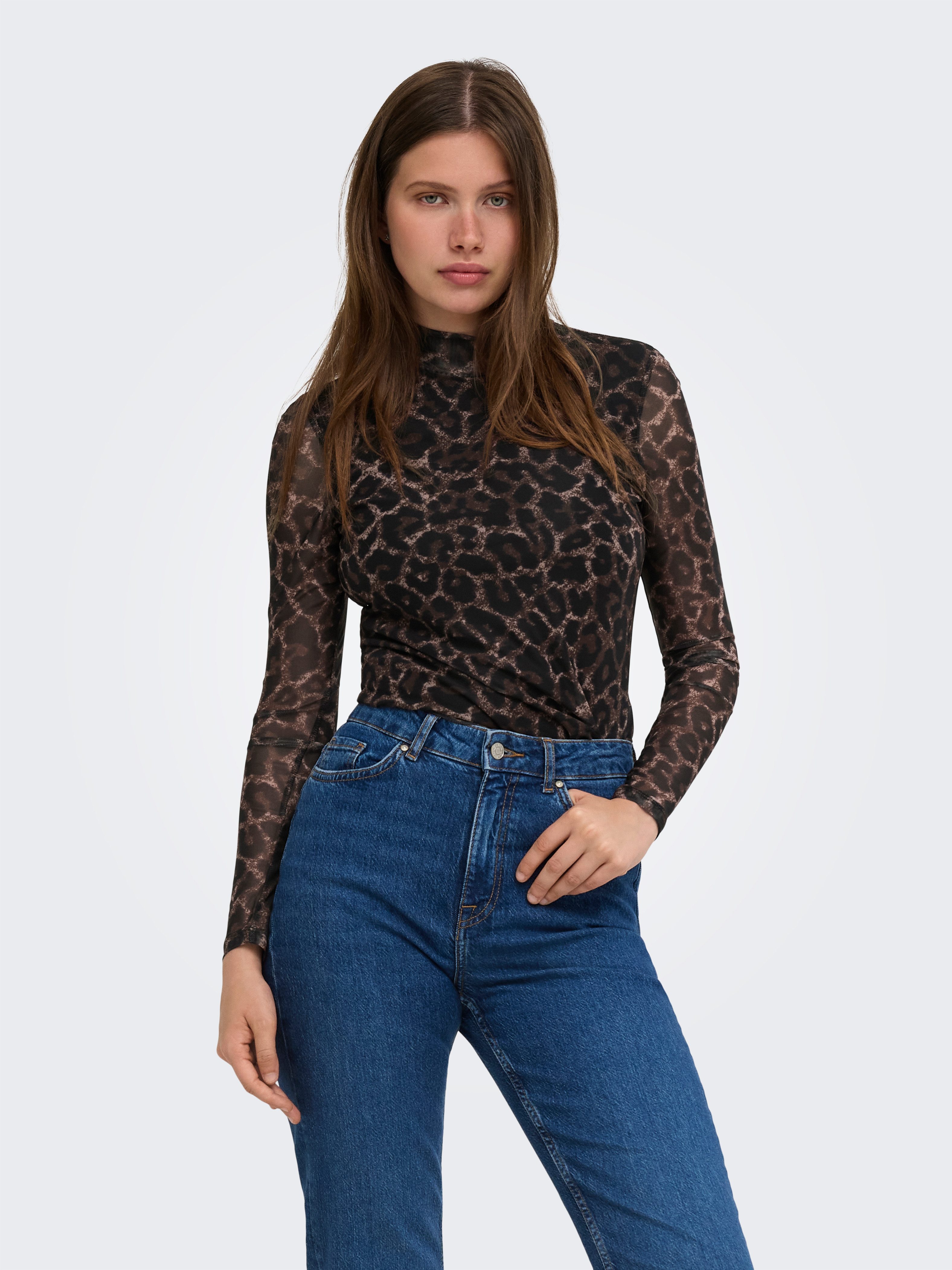 ONLY Langarmshirt ONLERICA LIFE MESH L/S TOP JRS NOOS Kunstfaser mit Stretch, regular fit