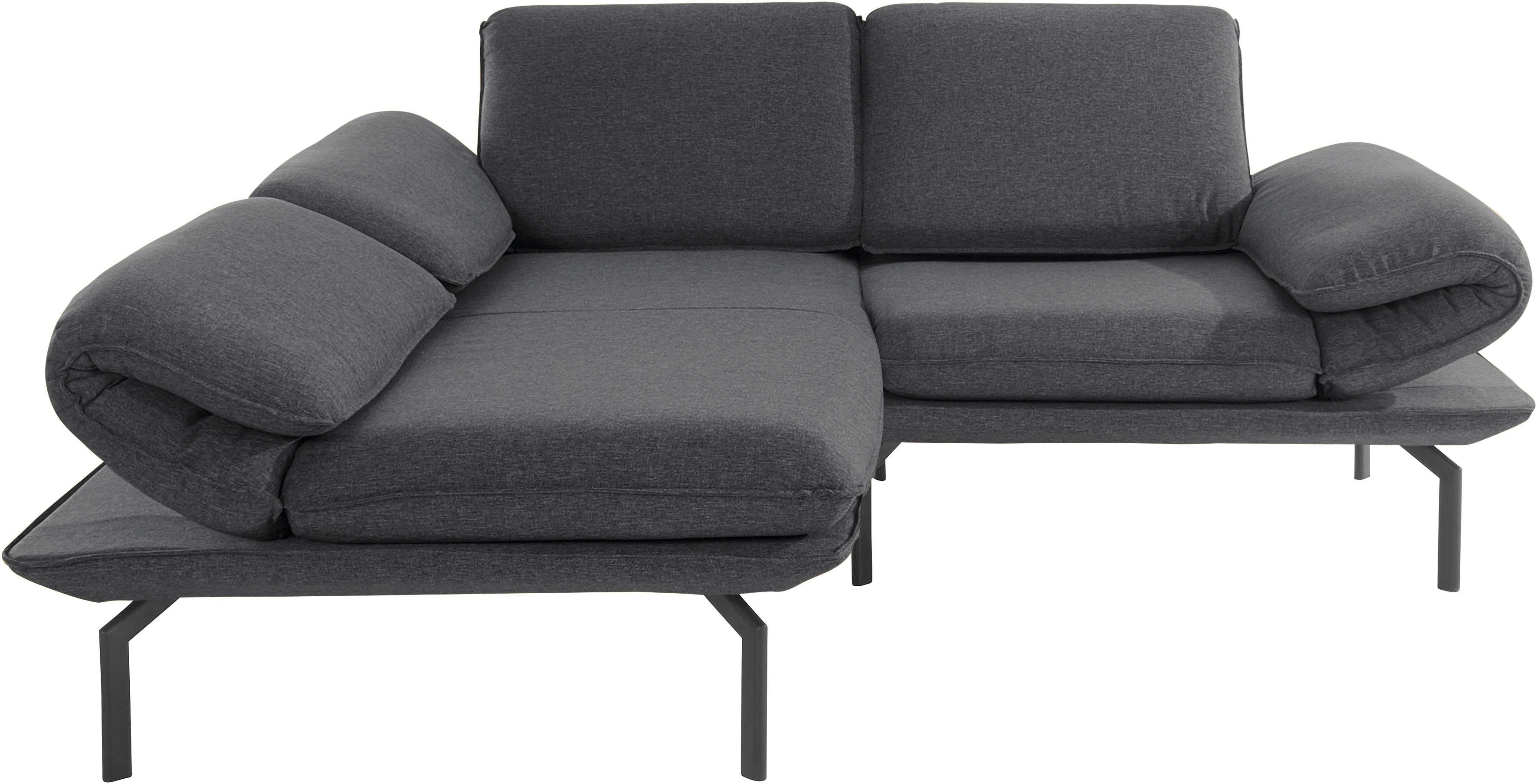 DOMO collection Ecksofa New York, wahlweise mit Arm- und Rückenfunktion,  mit Winkelfuß aus Metall, Recamiere links oder rechts bestellbar | Ecksofas