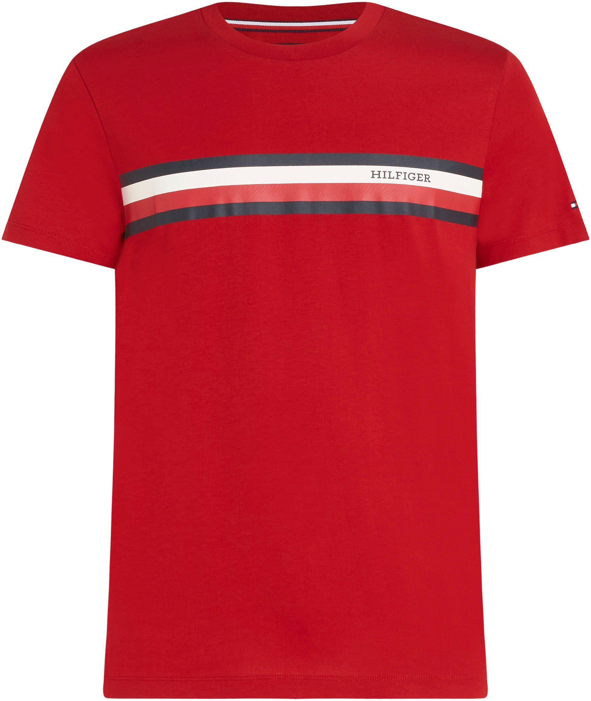 Red Tommy Hilfiger STRIPE Arizona MONOTYPE TEE T-Shirt CHEST RWB