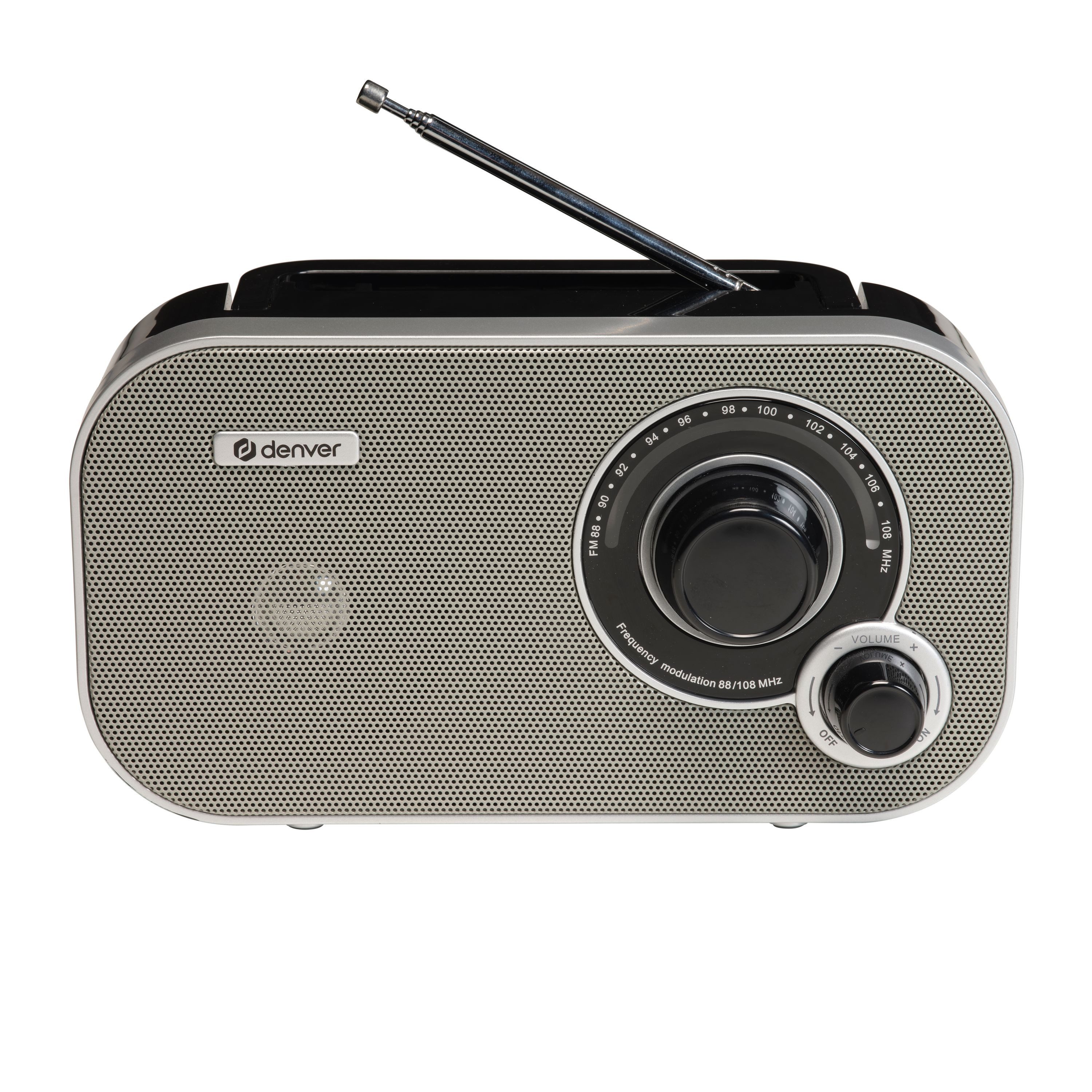 Denver TR-51GR Radio (FM-Radio mit analogem Tuning, 1 W, Analoges Tuning, tragbar, wahlweise netzbetrieb oder akkubetrieb)