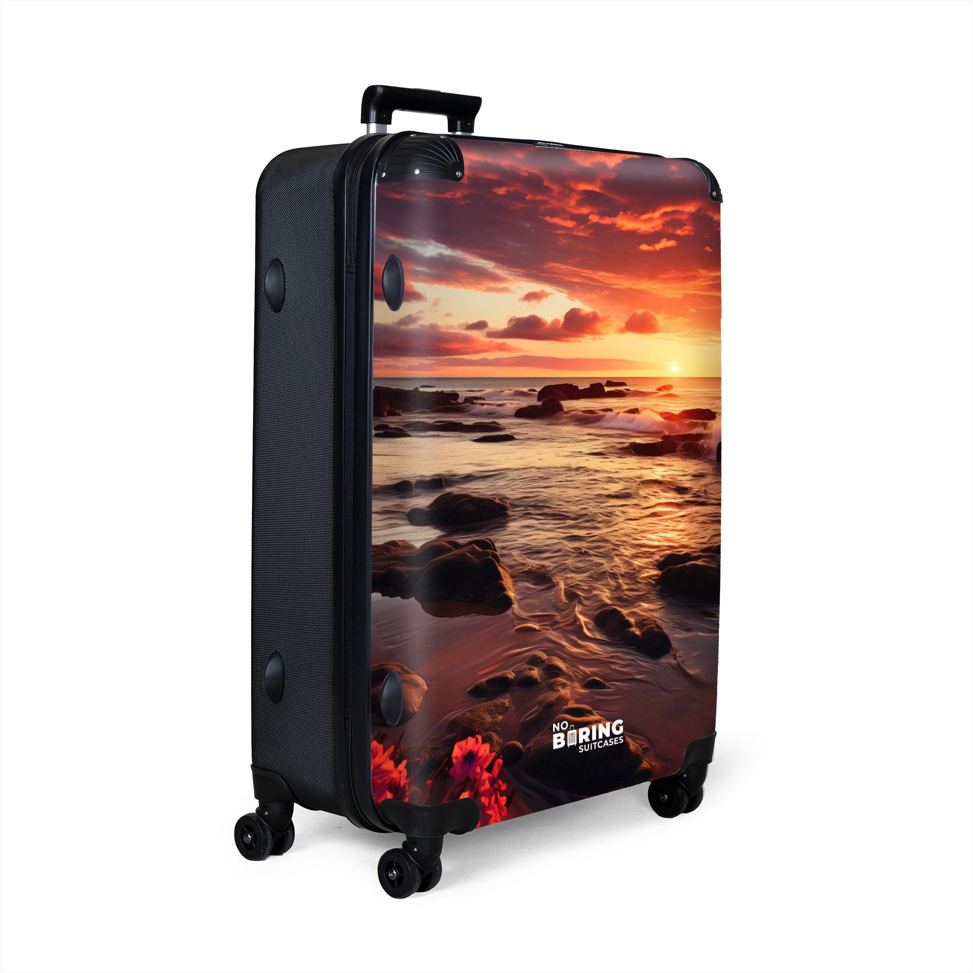 NoBoringSuitcases.com© Hartschalen-Trolley Felsiger Strand bei Sonnenunterg günstig online kaufen