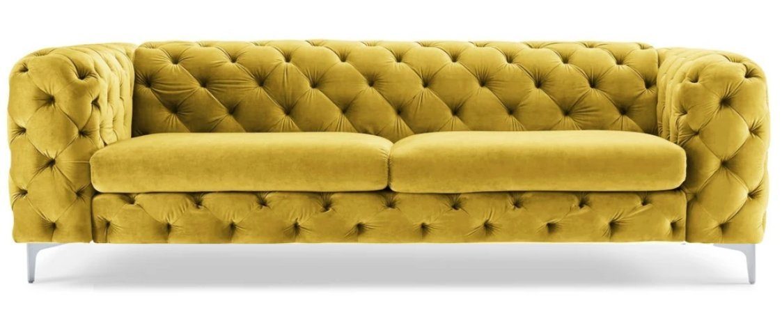JVmoebel Sofa Moderner gelber Dreisitzer Chesterfield Design stilvoll Neu, Made in Europe