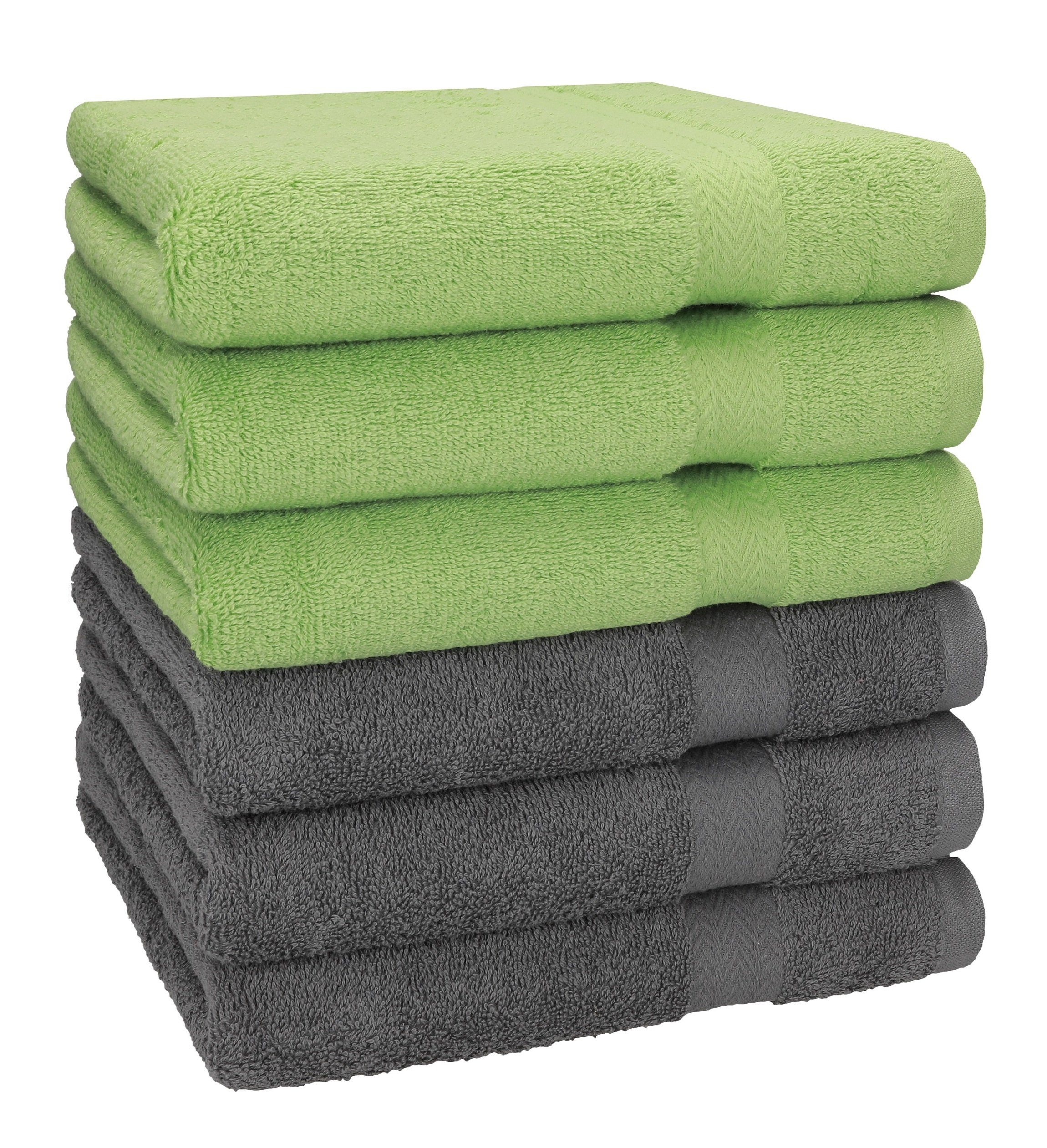 Handtücher x Handtücher cm (6-St) Stück apfelgrün/anthrazit Handtuch Farbe 6 50 100 Set Premium Größe Betz grau, Baumwolle 100% Baumwolle 100%