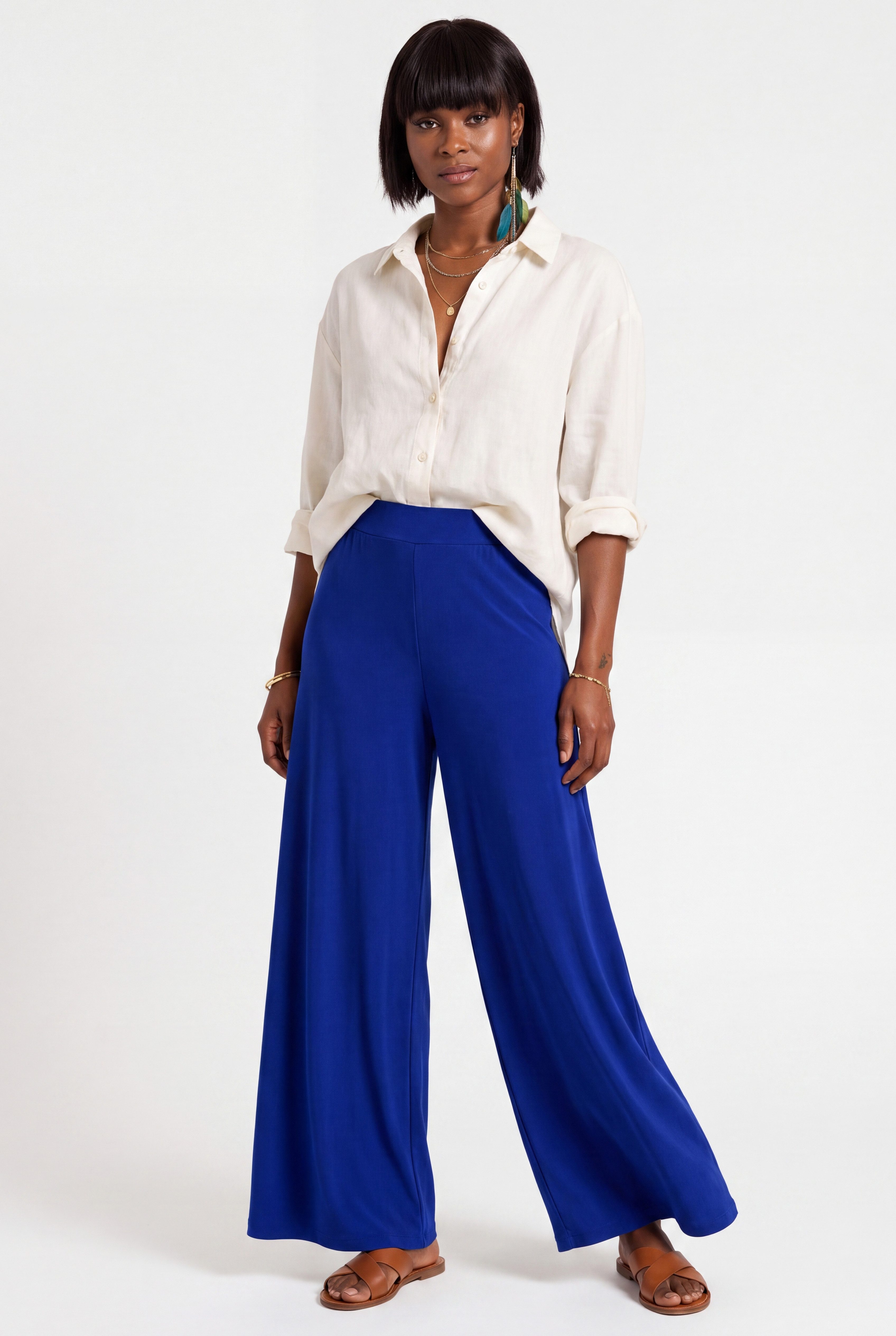 YC Fashion & Style Palazzohose Wide Leg – fließend, elastischer Bund, One Size 38–46 Freizeithose mit elastischem Bund