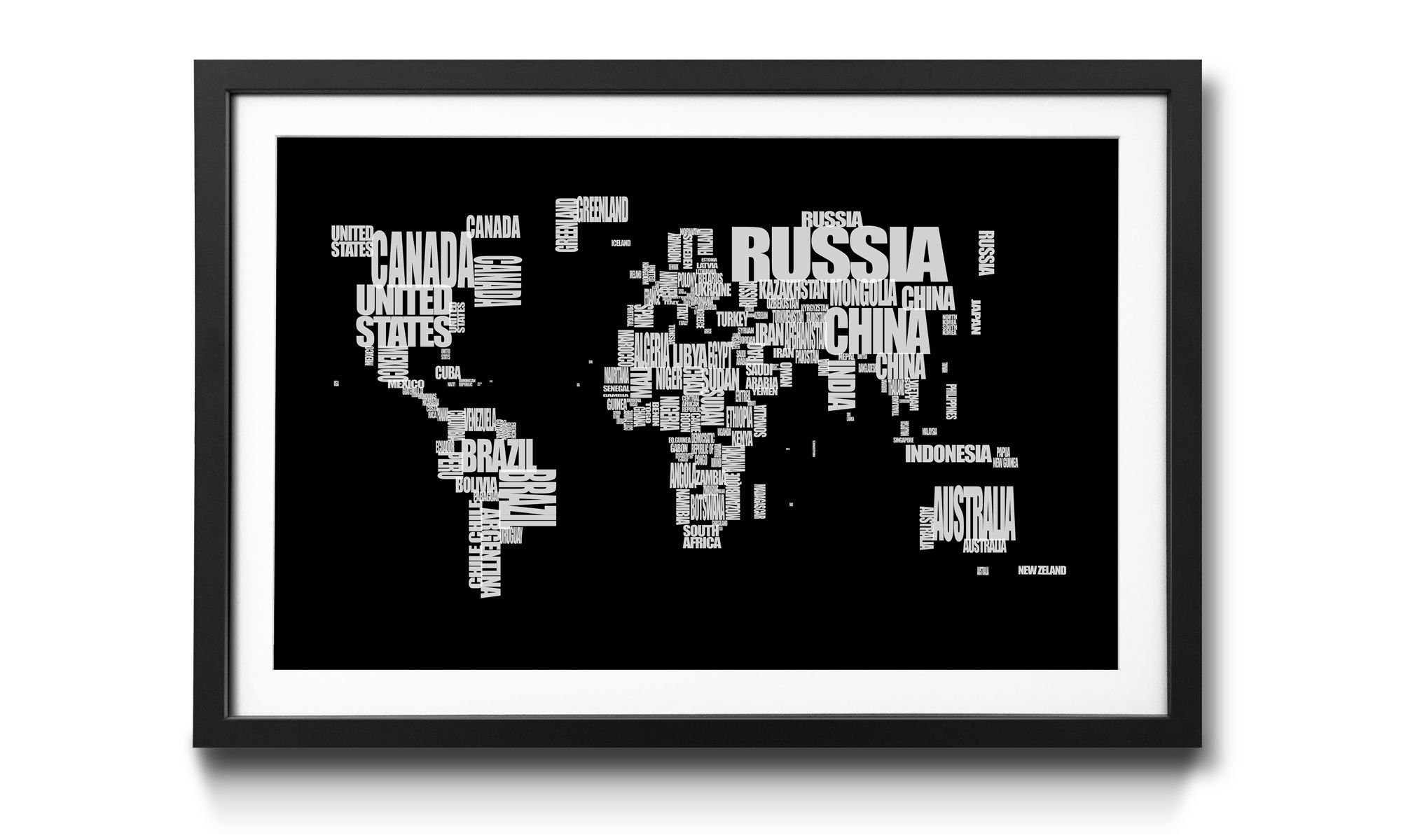 Weltkarte, in Wandbild, Kunstdruck No.14, 4 erhältlich Worldmap Größen WandbilderXXL