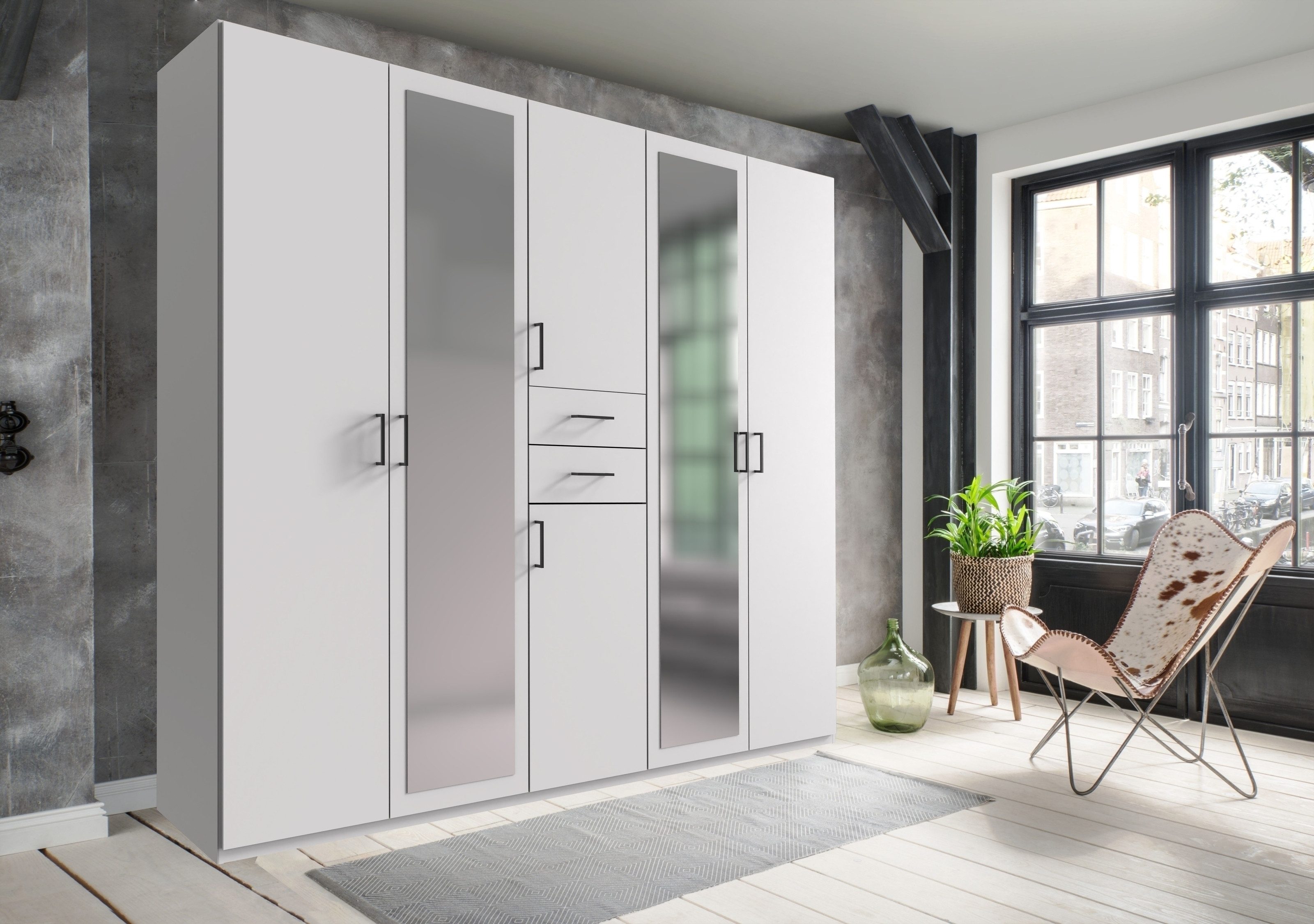 freiraum Schlafzimmer-Set Dillingen, (Kleiderschrank + Passepartoutrahmen), in Weiß - 228x213x58cm (BxHxT)