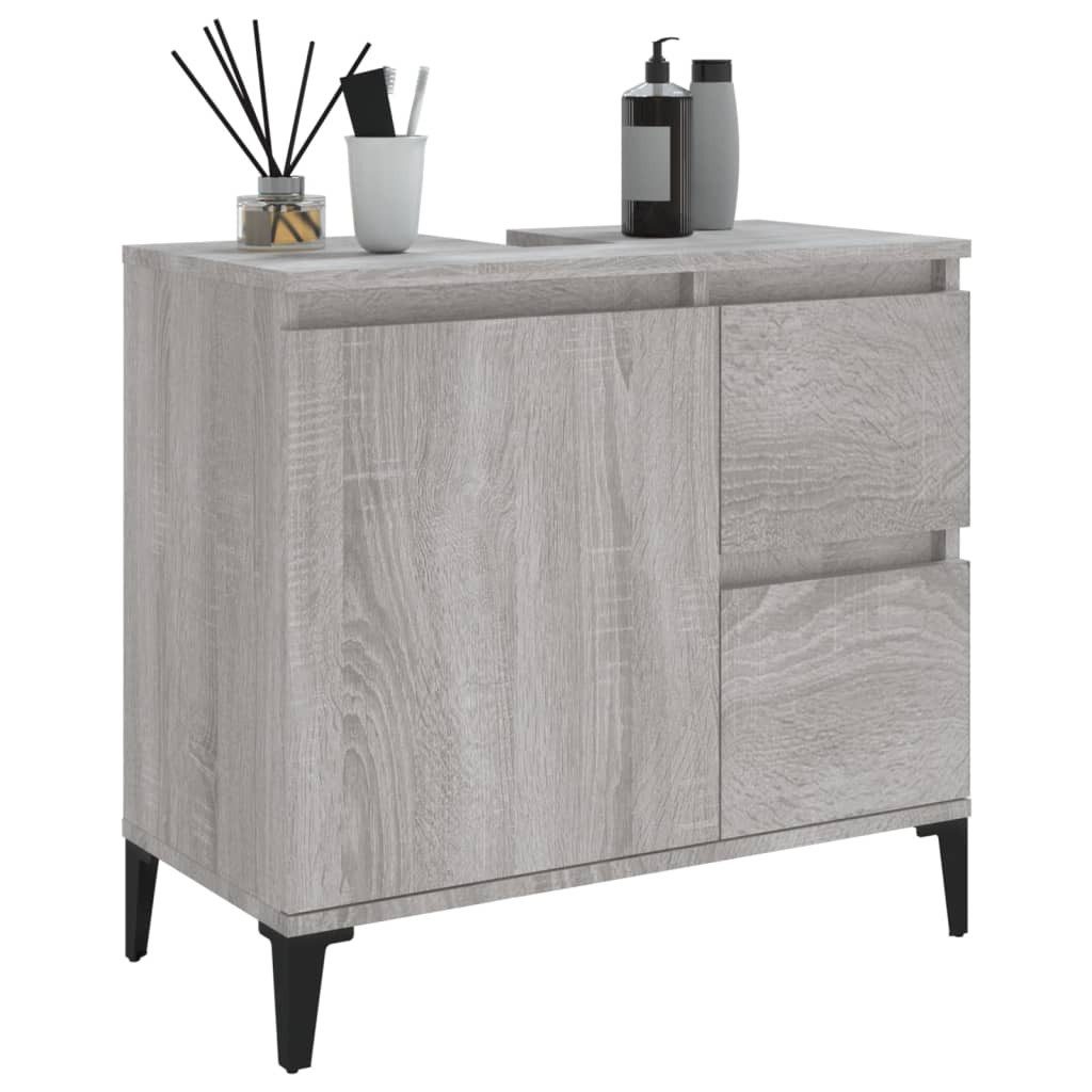vidaXL Badkommode, Badschrank Grau Sonoma 65x33x60 cm Holzwerkstoff