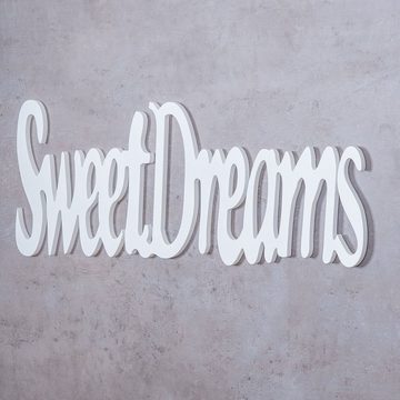Levandeo® Wandbild, XXL Schriftzug Sweet Dreams 75x29cm Weiß Wandbild Wanddeko