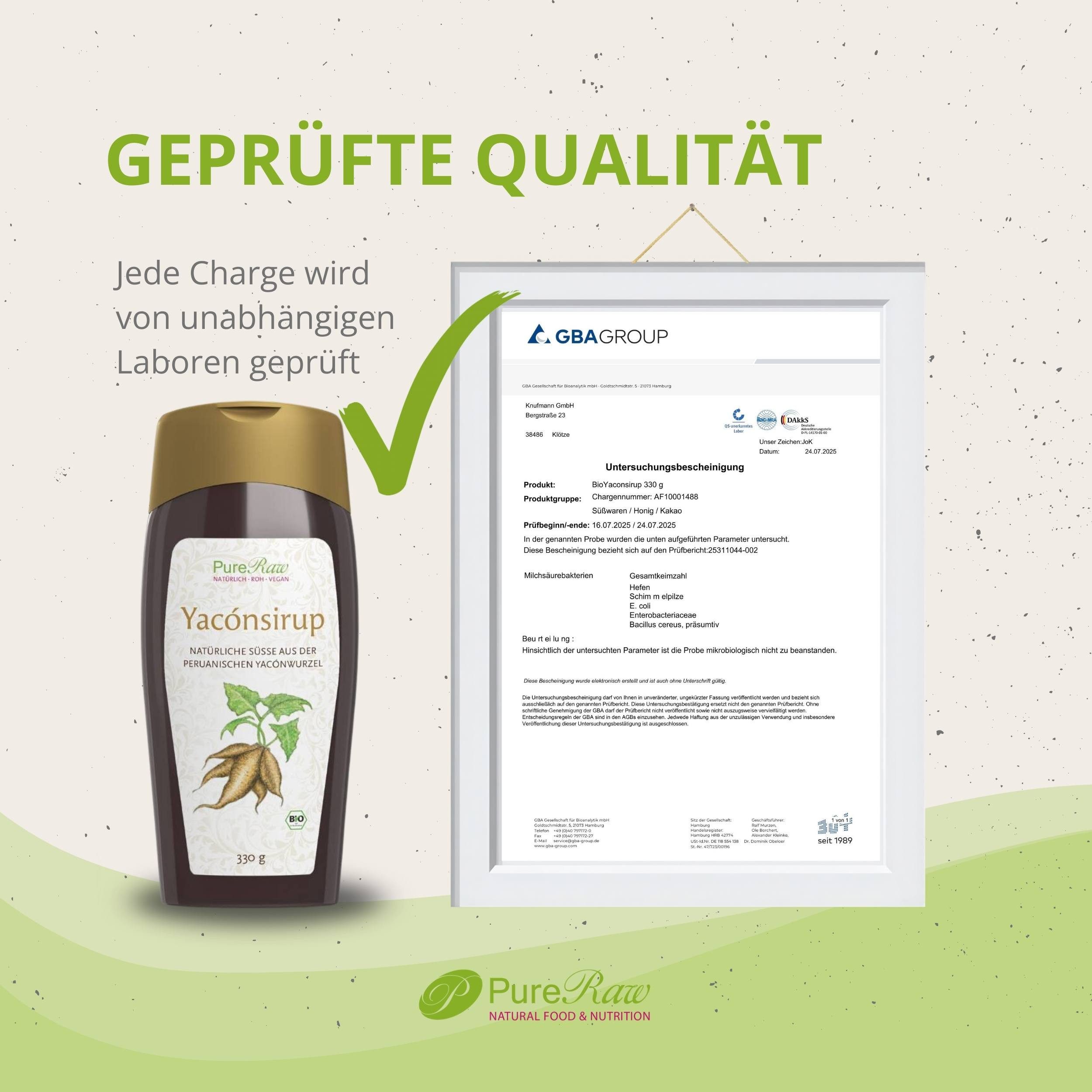 PureRaw Sirup Yacon Sirup - Natürliches Süßungsmittel, vegan, bio