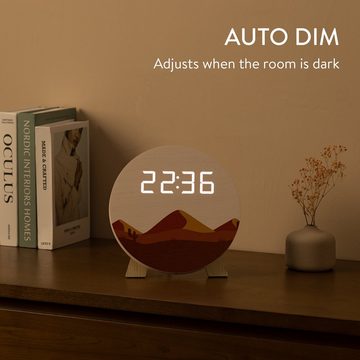 Navaris Tischuhr Design Digitaluhr aus Holz - LED Wanduhr - Uhr mit USB Kabel