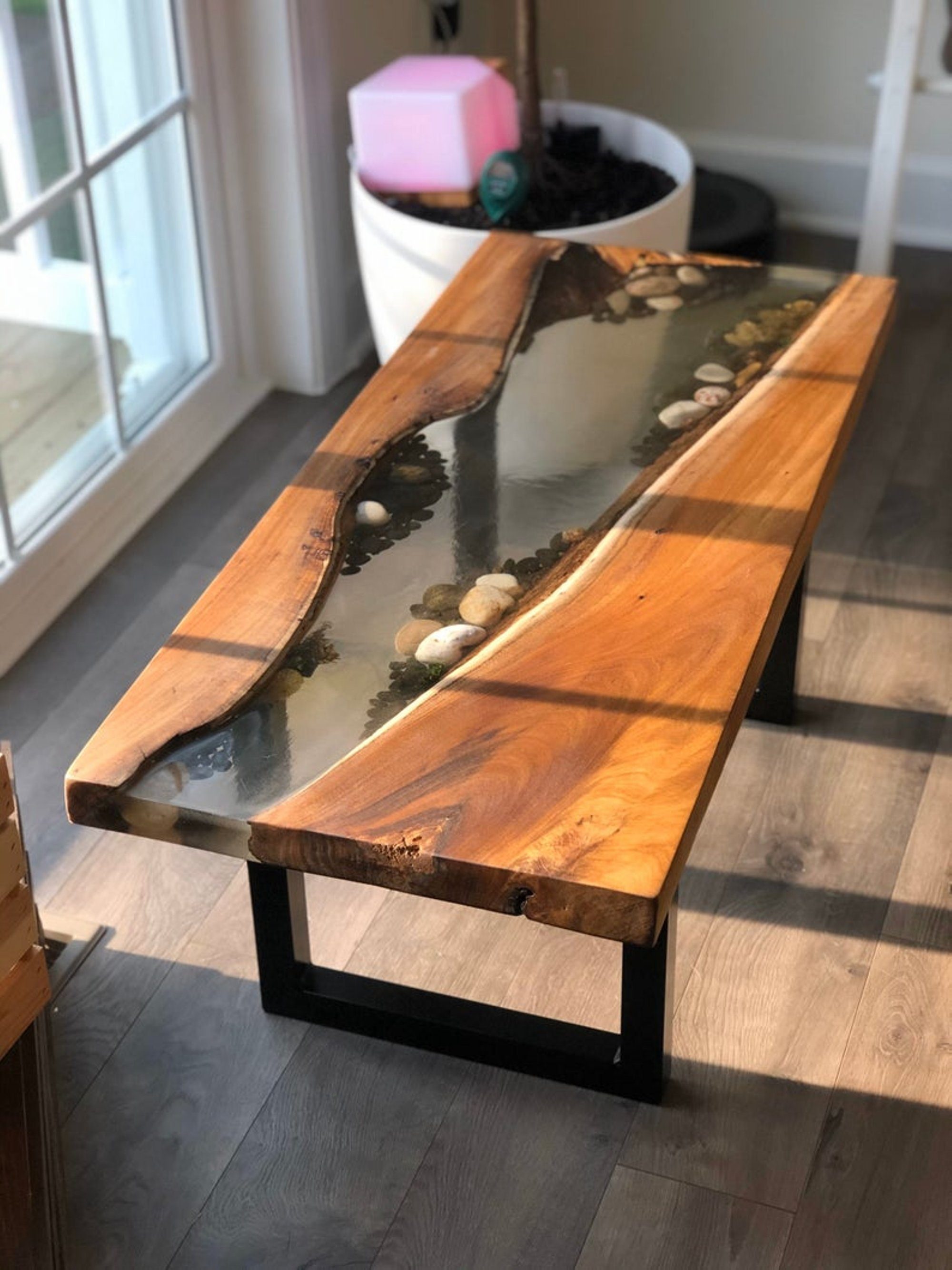 JVmoebel Couchtisch Epoxid Harz Fluss Tisch Echtes Holz Wasser Tissche Epoxy Möbel Neu, Made in Europa