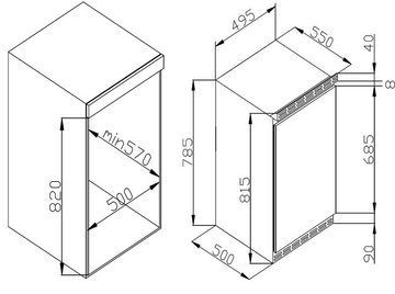 Amica Einbaukühlschrank UKSD 361 950, 81,5 cm hoch, 49,5 cm breit