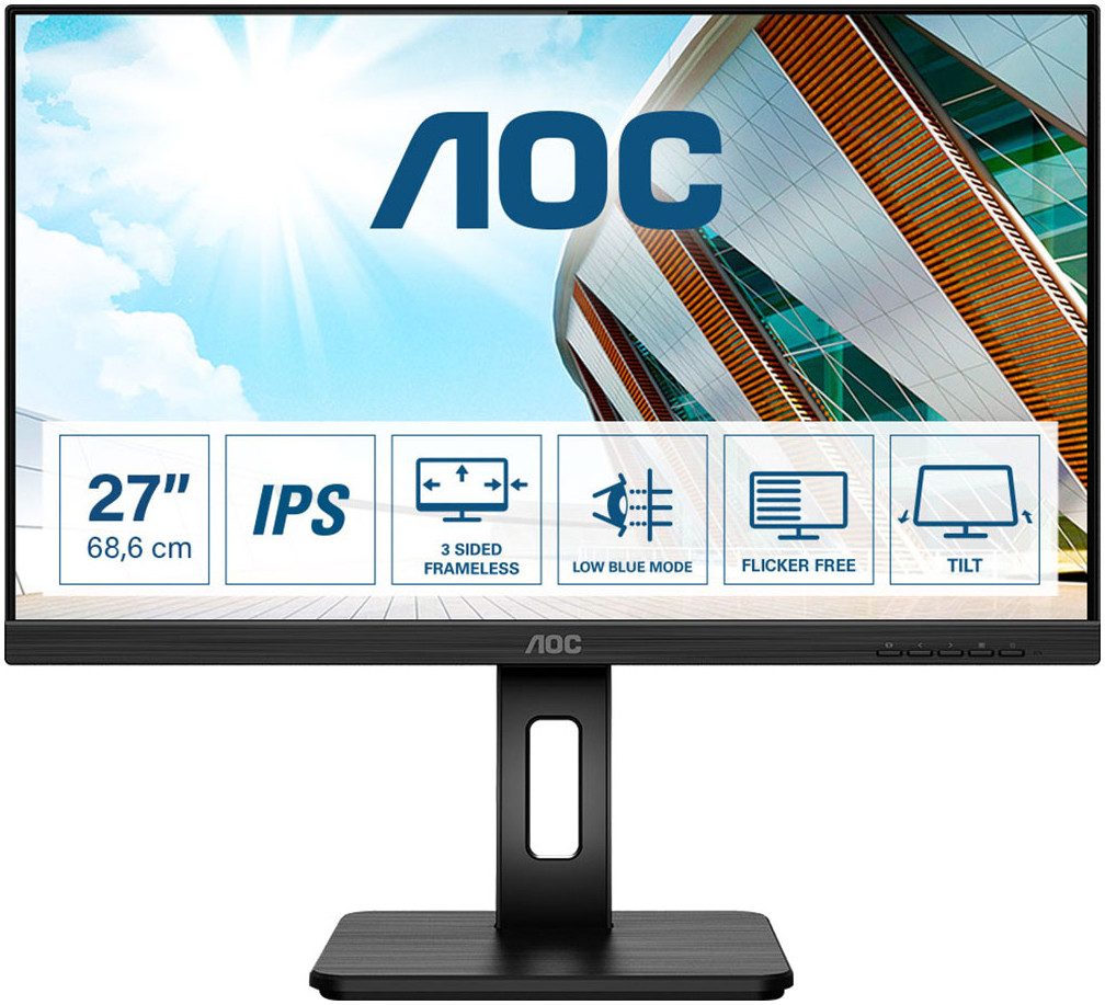 AOC Q27P2Q LED-Monitor (69 cm/27 ", 2560 x 1440 px, QHD, 4 ms Reaktionszeit, 75 Hz, LED)