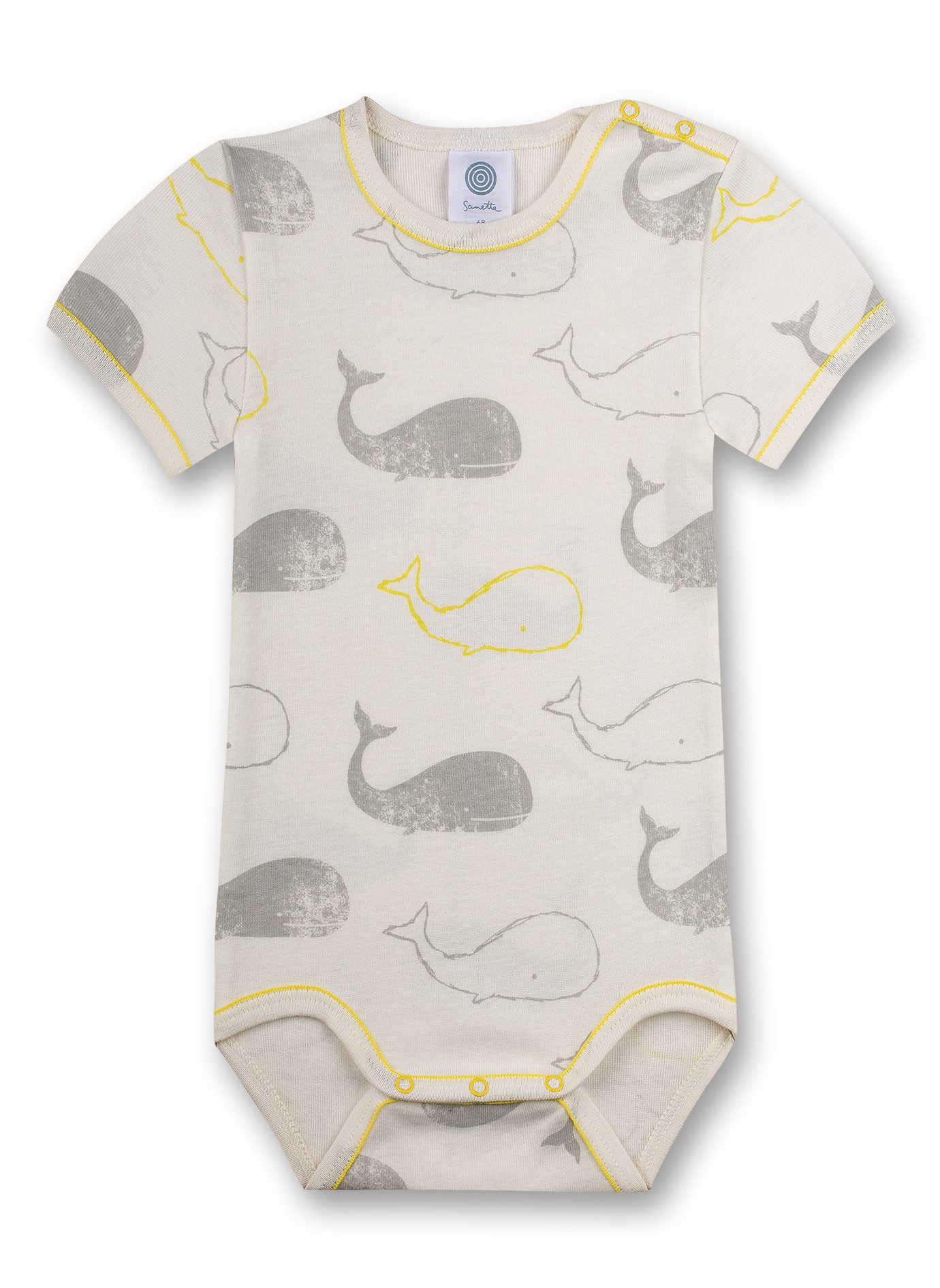 Sanetta Kurzarmbody Baby Body Kurzarm aus Baumwolle mit Wal-Allover-Print