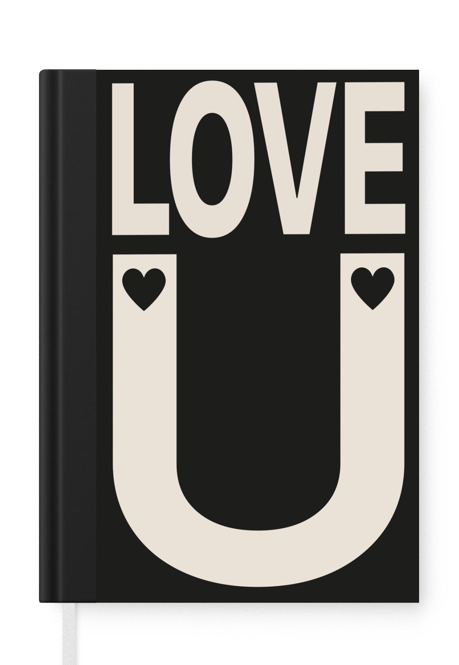 MuchoWow Notizbuch Liebe - Schwarz - Minimalistisch, Notebook, Notizblock a5, Tagebuch, Journal Liniert