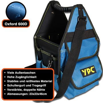 YPC Werkzeugtasche "Henchman" Werkzeugkorb L, 46x23x23cm, 10 kg Tragkraft, stabiler Boden, reißfest, verstärkte Nähte, praktisch