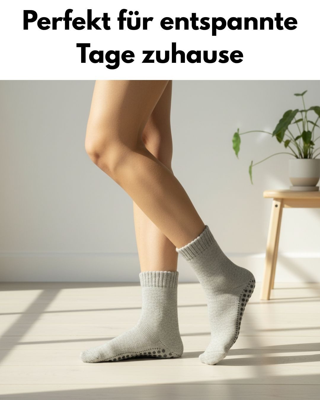 sockenkauf24 ABS-Socken Antirutschsocken warme Stoppersocken mit Wolle Vollfrottee (Grau/Anthrazit, 4-Paar, 39-42) mit Komfortbund für Damen & Herren - 21463 – Bild 5 von 5