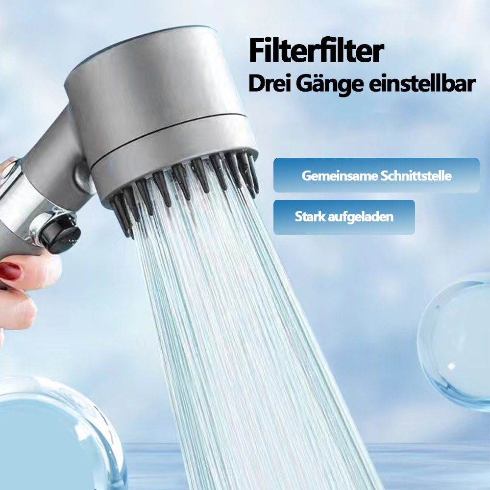 Dusche Brausekopf Wassersparend Handbrause Grau Brause Sparduschkopf Duschbrause, OKWISH mit Druckerhöhende Regendusche Filter Duschkopf Strahlarten und Hand Hochdruck Duschbrause), (Massage 3 Stoppfunktion