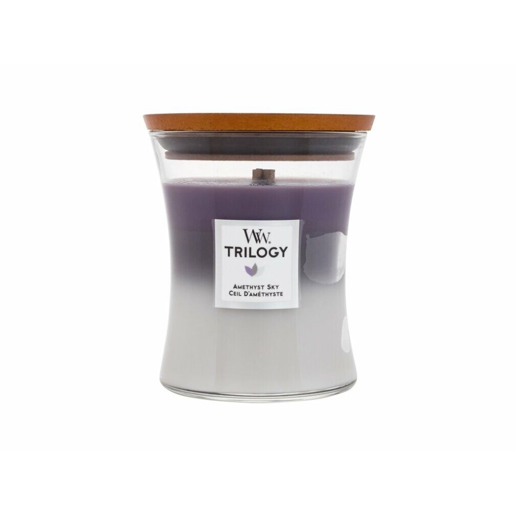 Woodwick Duftkerze Trilogy Amethyst Sky Duftkerze mit Holzdocht 275 g