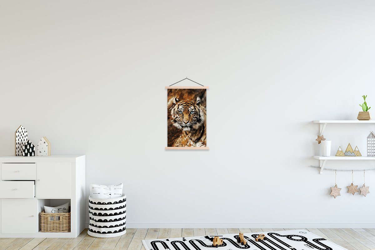MuchoWow Poster Tiger Kopf, für Bilderleiste, Gemälde Wohnzimmer, - Magnetisch (1 - Posterleiste, Textilposter St)