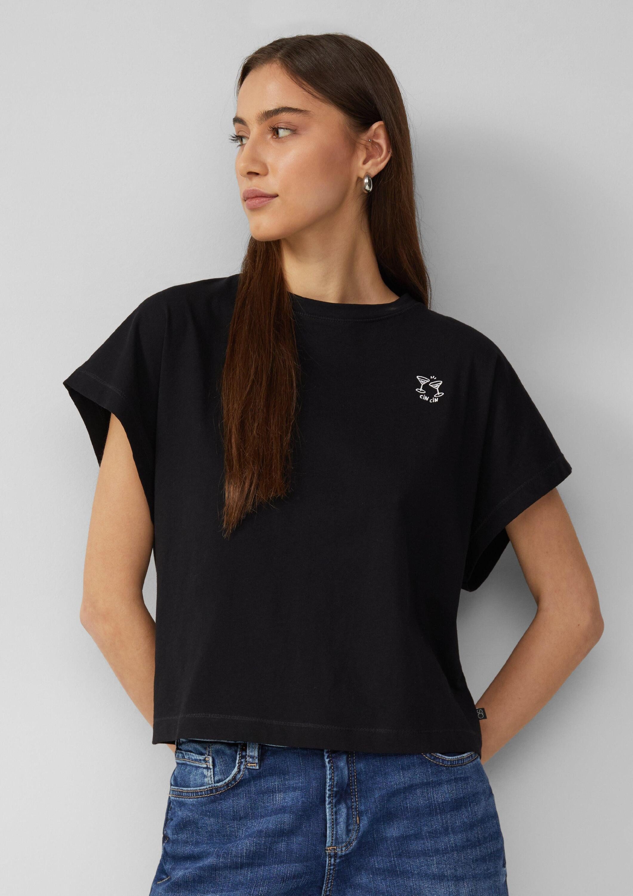 QS Kurzarmshirt T-Shirt Lässiges Shirt mit überschnittener Schulter günstig online kaufen