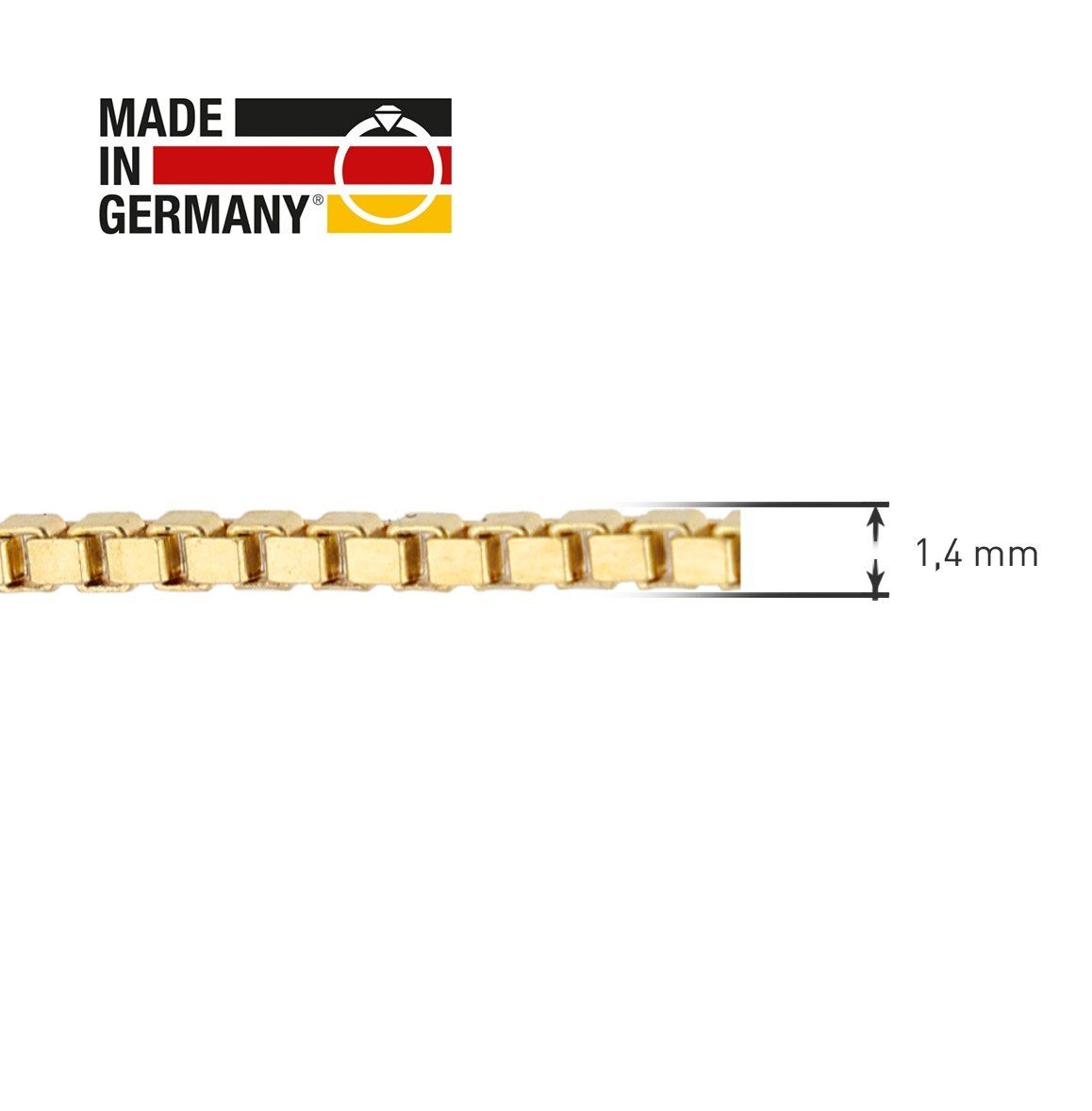 333/8K 1,4 mm Gold Venezia-Kette Collier Stabile trendor Breite