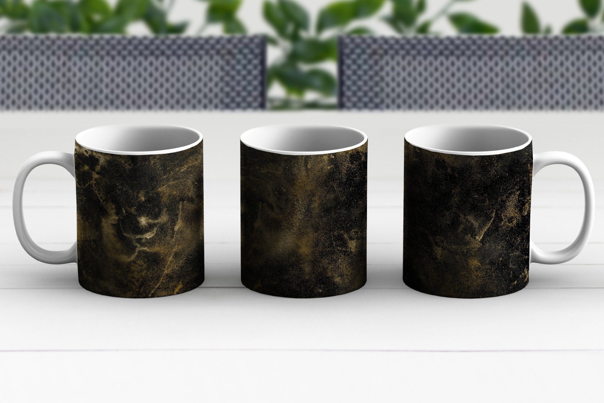 MuchoWow Tasse Vintage Kaffeetassen, - Teetasse, Teetasse, Schwarz, - Becher, Gold Geschenk Keramik