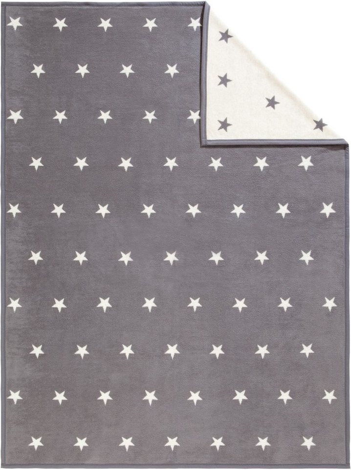 Wohndecke Star, IBENA, mit kleinen Sternen, Kuscheldecke, Aus 60%  Baumwolle, 33% Polyacryl & 7% Polyester gefertigt