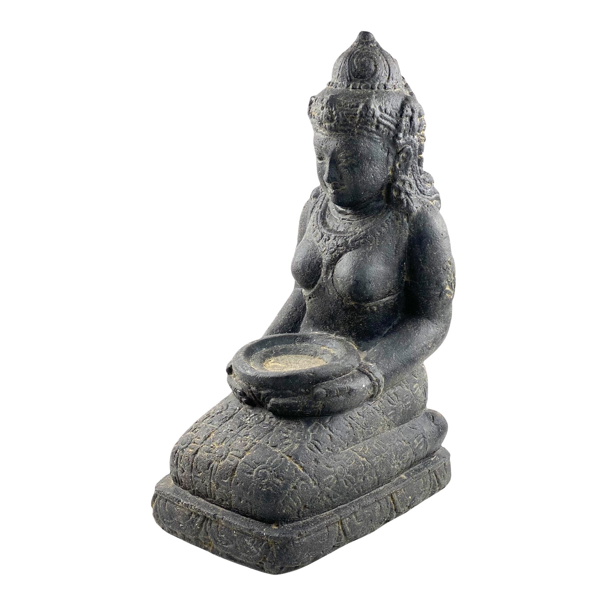 FaHome Gartenfigur Dewi Sri Stein Statue Handgefertigte Dekoration Innen & Außen, Massiv Exotisch