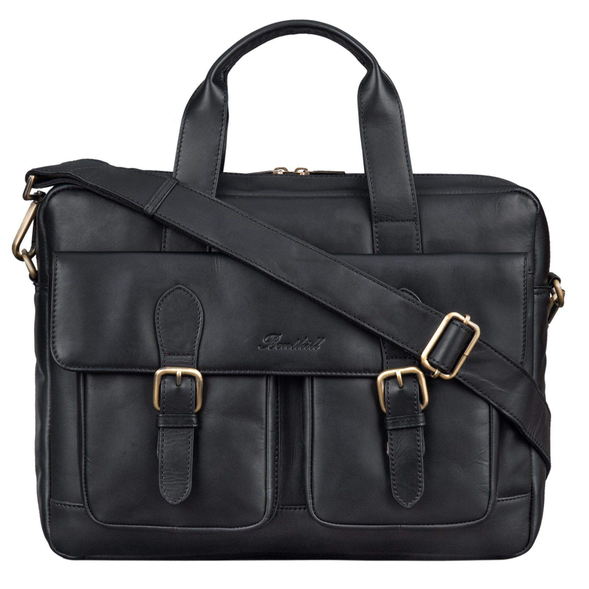 Benthill Aktentasche Echt Leder Laptoptasche Notebooktasche Umhängetasche Laptoptasche, Schultergurt / Umhängegurt Reißverschlussfach