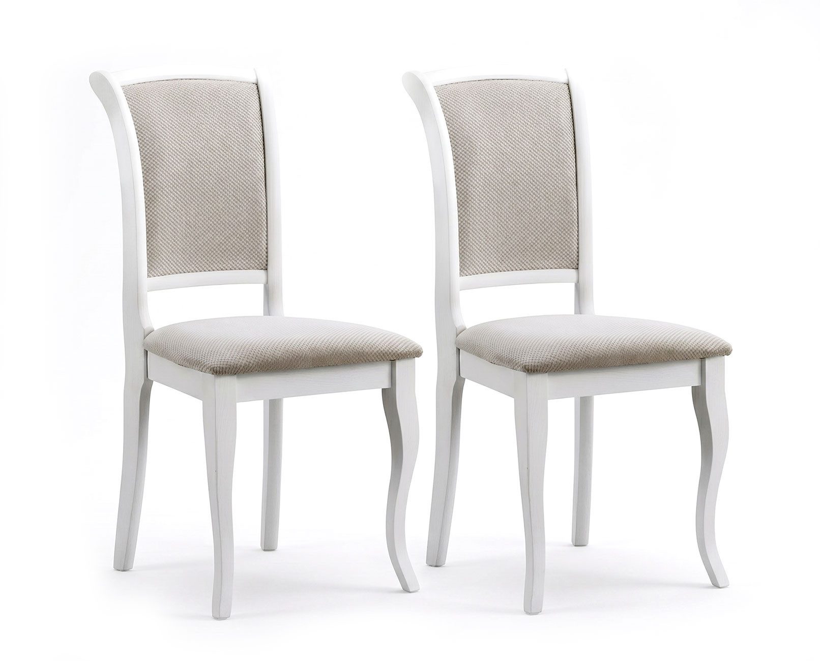 Feldmann-Wohnen Esszimmerstuhl Olivia (2 St), 2er Set weiß / beige