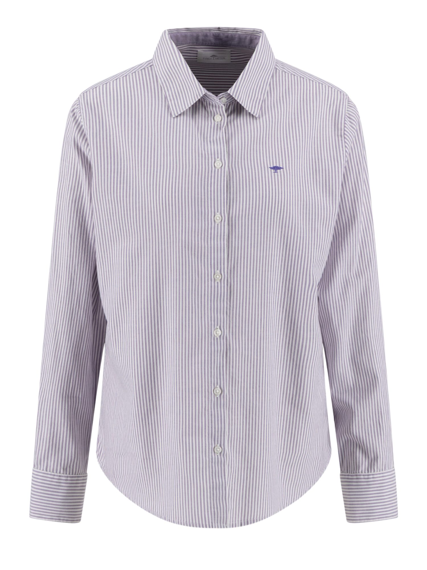 FYNCH-HATTON Langarmbluse weiß,Business,Baumwolle,Gestreift,Kent,Lang,Casual Fit