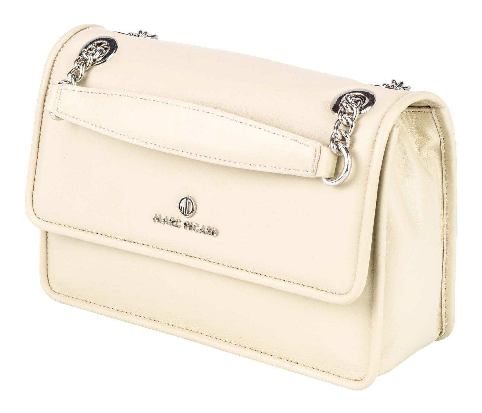 Marc Picard Schultertasche Shoulder Bag with Metal Strap, aus echtem Rindsleder