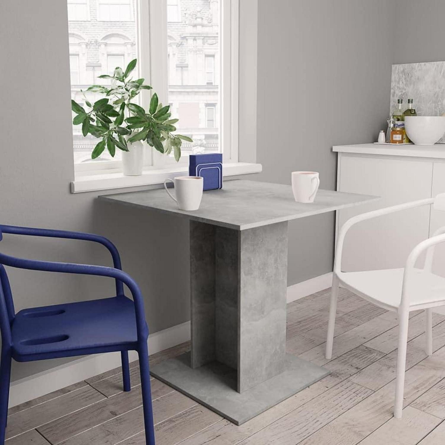 LuxusKollektion Säulen-Esstisch Esstisch Küchentisch Säulentisch 80x80x75cm Holzwerkstoff Betongrau