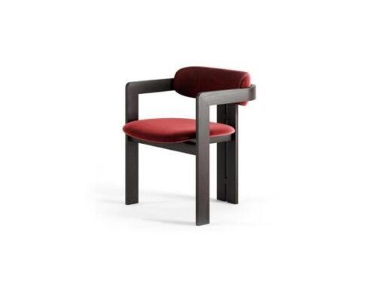 Einsitzer Stuhl Designer Esszimmerstuhl JVmoebel Holzgestell in St), (1 Roter Europa Made Polster Esszimmer Luxus