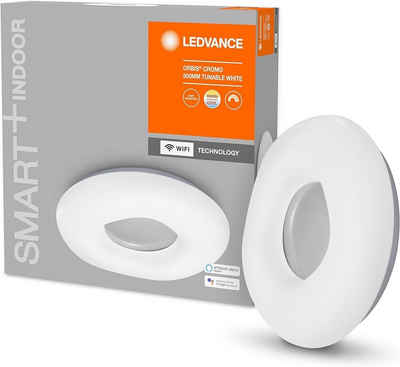 Ledvance LED Deckenleuchte Orbis Cromo Smarte LED Wand-Deckenleuchte WiFi 3000K-6500K Lampe, LED fest integriert, Lichtfarbe änderbar (3000K-6500K), Energiesparend, Lichtfarbe änderbar