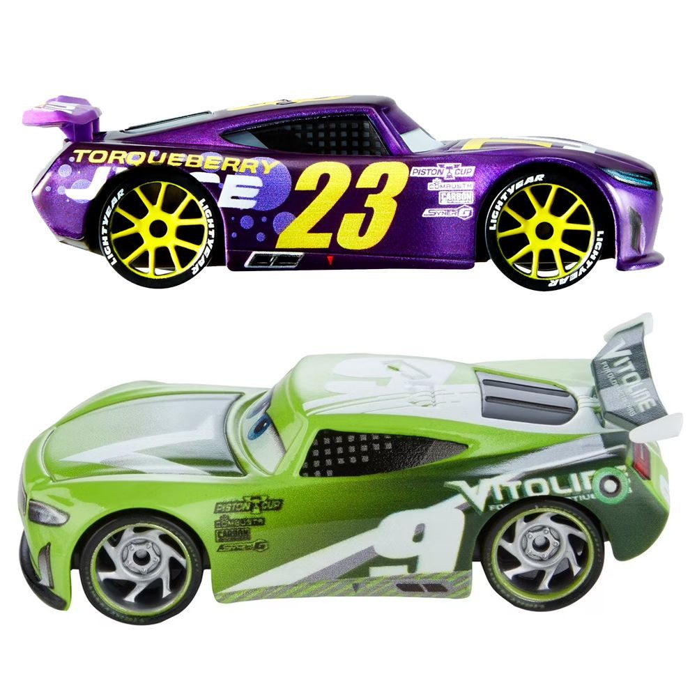 Disney Cars Spielzeug-Rennwagen Chase Racelott & Bubba Wheelhouse JJW98 Disney Cars Cast 1:55