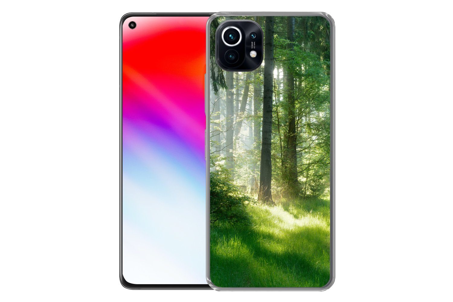 MuchoWow Handyhülle für Xiaomi Mi 11 Natur - Bäume - Wald - Grün - Sonne - Gras - Pflanzen, Phone Case, Silikon, Schutzhülle Dünn