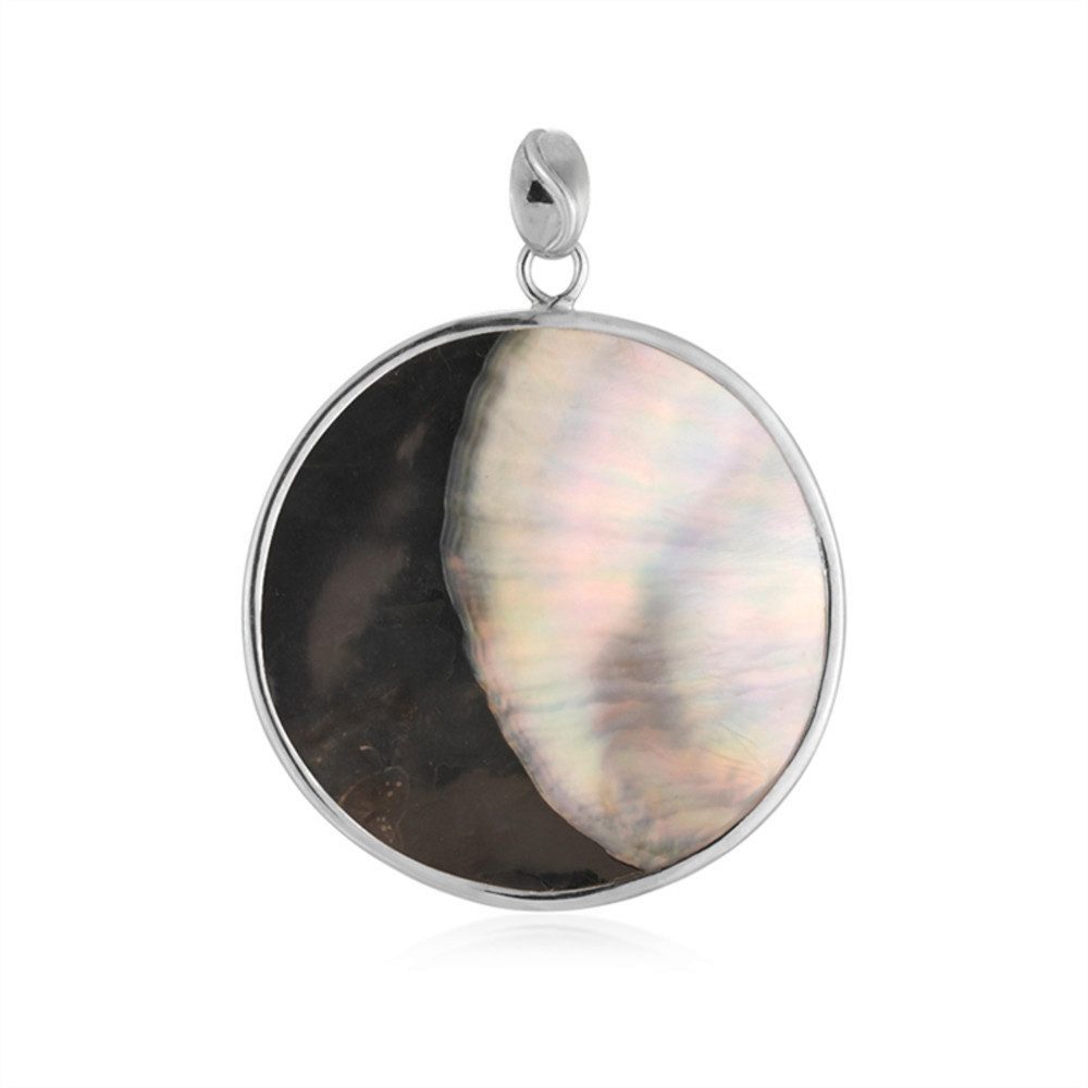 Cavill Kettenanhänger Cavill Perlmutt Anhänger, 925 Sterling Silber, rund, platin 54x42 mm (1-tlg)