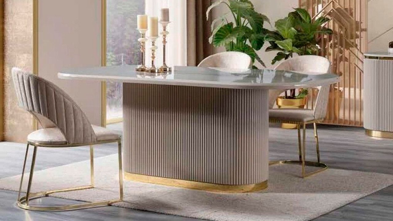 JVmoebel Esstisch Tisch Esstisch Ovale Tische Esszimmer Möbel Для обеда 209x100cm (Esstisch), Made in Europa